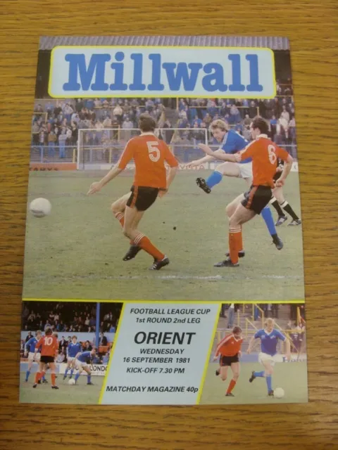 16/09/1981 Millwall v Leyton Orient [Football League Cup] (Team Changes). Footy