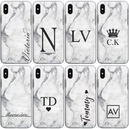 Personnalisé Initiale S6 S7 S8 S9 Étui Marbre Rigide pour Samsung Galaxy Phone