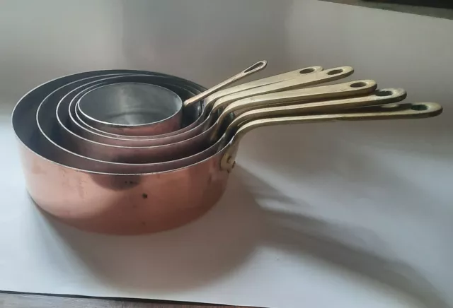 Lot de 6 Casserole en Cuivre étamée Ancien Cuisine Art Populaire Cuisine XIXeme