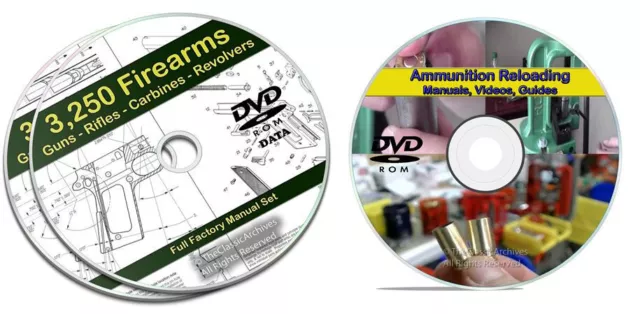 3450 Firearm Gun Pistol Rifle Manuals Books Gunsmithing and Reloading 3 DVD set