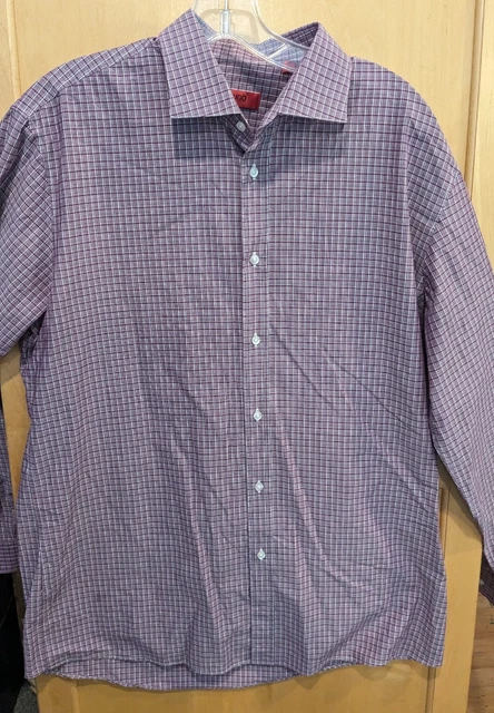 Hugo Boss Check  Design Sharp Fit Long Sleeve Button Shirt MENS SZ 16.5 35/36