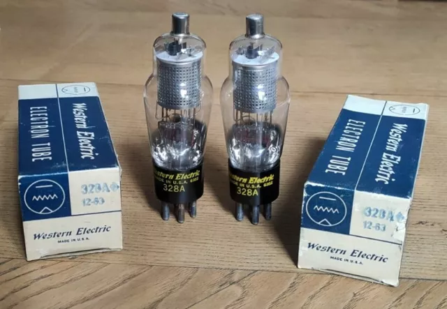 MATCHED PAIR 1963 Western Electric WE 328A NOS driver 300B 真空管 lower Vh WE 310A