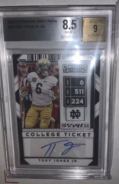 2020 Contenders Draft Picks TONY JONES JR. College Ticket RC - BGS 8.5 Auto 9📈
