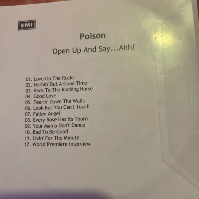 Poison  - Open Up And Say...Ahh Very Rare Promo Cd Album EMI