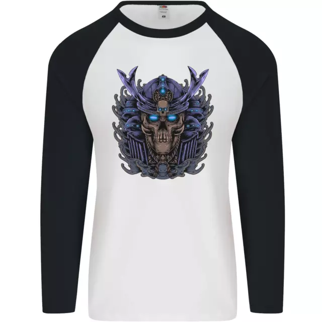 Maglietta da baseball Samurai Skull MMA Palestra Arti Marziali Allenamento Uomo L/S