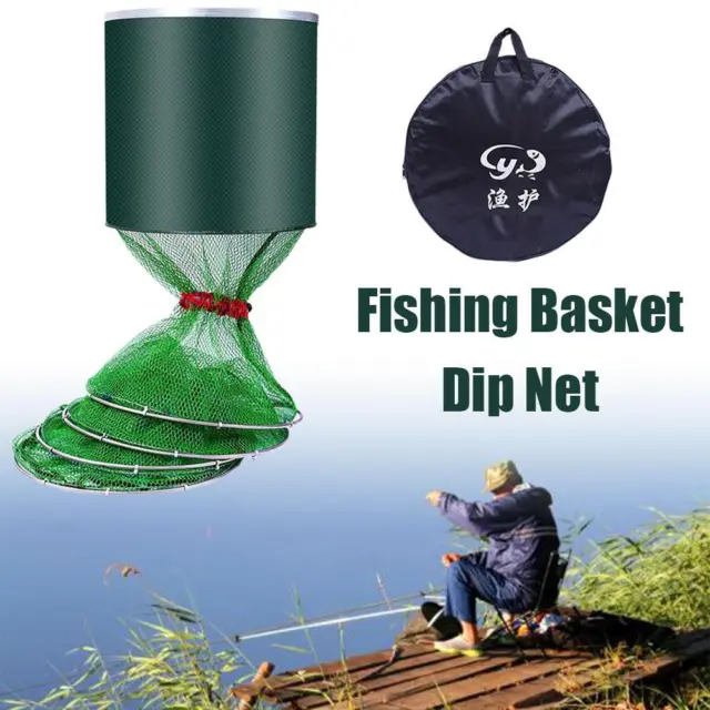 FOLDING TELESCOPING NYLON Mesh Fishing Basket Dip Net Net Fishing Gear A6R4  $26.60 - PicClick AU