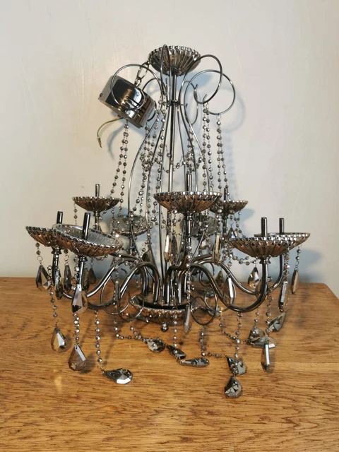 Large vintage smoke grey glass chandelier from NEXT. buyer to collect.
