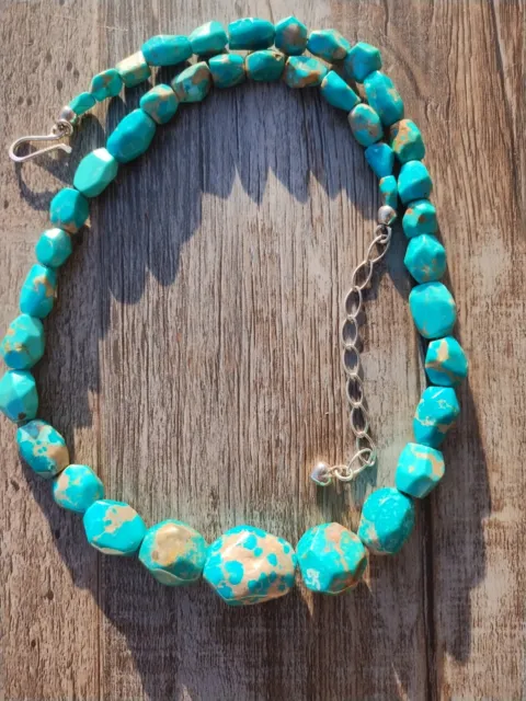 Jay King DTR mine finds large Turquoise nugget necklace 925