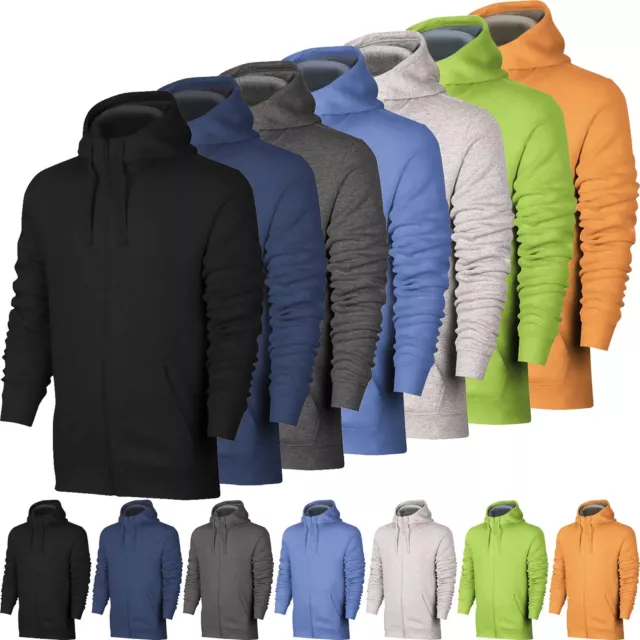 Ex-Store Plain Mens Hoodie American Fleece Zip Up Jacket Sweatshirt Hooded S-6XL