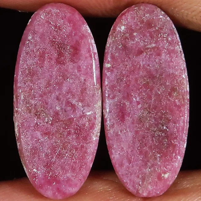 41.55 Cts Natural Pink RHODONITE Pair Oval Cabochon Gemstone 12x27x4 mm gt-105 2