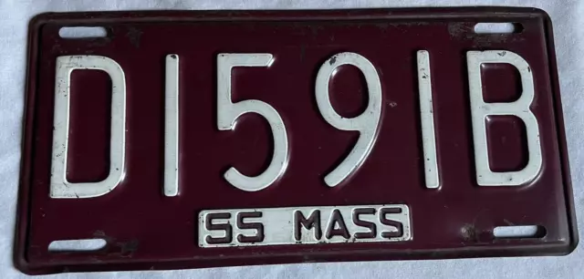 1955 Massachusetts Dealer License Plate (#D1591B) "55 MASS"