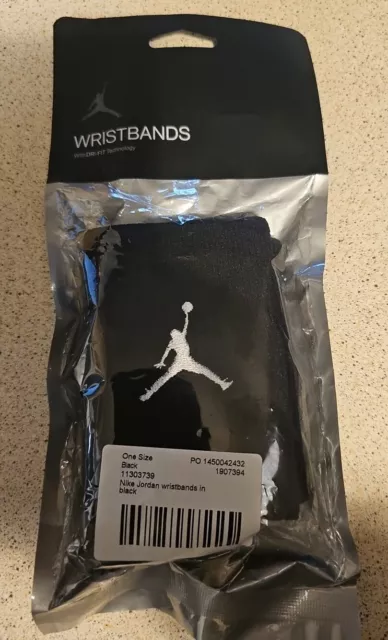 BNIP Nike Jordan WRISTBANDS DriFit - Black - One Size - 11303739 - BRAND NEW