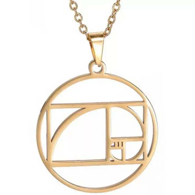 Sacred Geometry Necklace Gold PVD Plate Stainless Steel Fibonacci Spiral Pendant