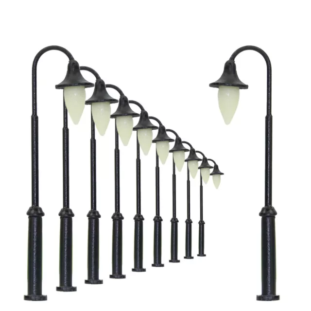 LYM35 10pcs Model Railway HO Scale 1:87 Lamp Post Street Lights LEDs