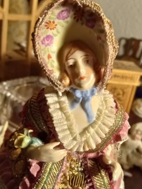 antique german porcelain dresden lace figurine real gold bullion ooak doll