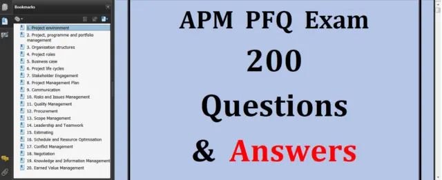 Project Fundamentals Management PFQ Workbook Exam 200 Questions Answers BoK 7 ed 2