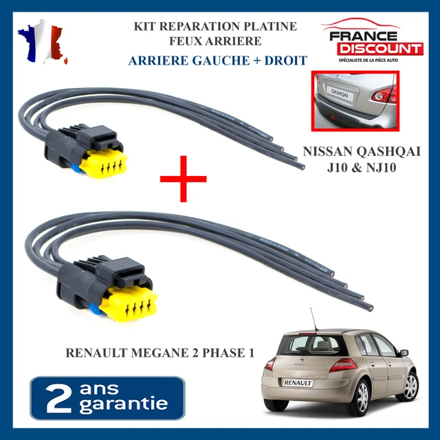 Kit Réparation Connecteur Feu Arrière Renault Mégane 2 - Lot De 2, Marque Partsline, Neuf, Garantie 2 Ans