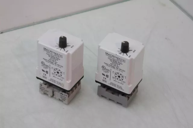 2 Macromatic TR-50224-08 Time Delay Relays 0.6s - 60s Range with Socket Bases