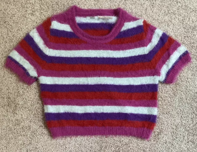 Womens Size Large Kimchi Blue Urban Outfitters Cropped Sweater Top Pink Striped