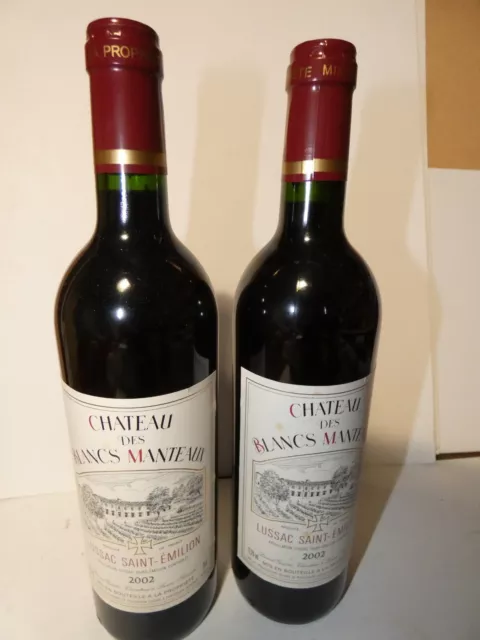 2 BOUTEILLE DE Vin Rouge Lussac Saint Emilion Chateau Des Blancs ...