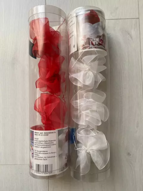 Rosenblüten, weiß und rot, 8 Stück, neu