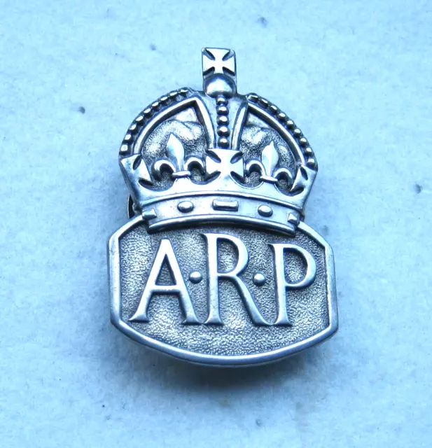 Early WWII Air Raid Precautions (ARP) Silver Buttonhole Badge 1936 - Royal Mint