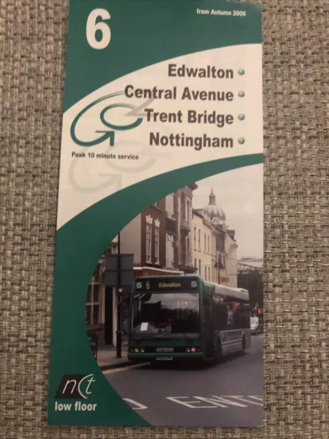 Nottingham City Transport Route 6 Timetable Leaflet Edwalton - Nottingham 2006