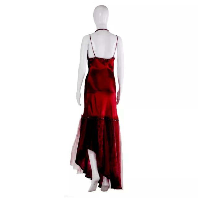 abito donna vestito estivo alta moda couture brand griff animalier rosso perline 7