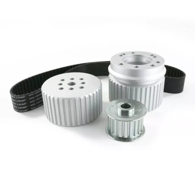 Gilmer Style Pulley Kit - Chevy Sb, Long Water Pump, 1.5" X 40.5" Belt, Silver