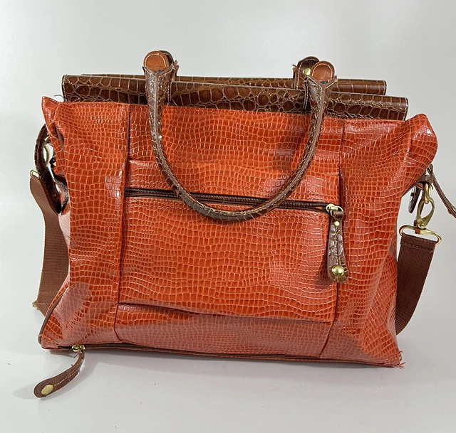 Samantha Brown Carry On Orange Camel Weekender Croc Embossed 2