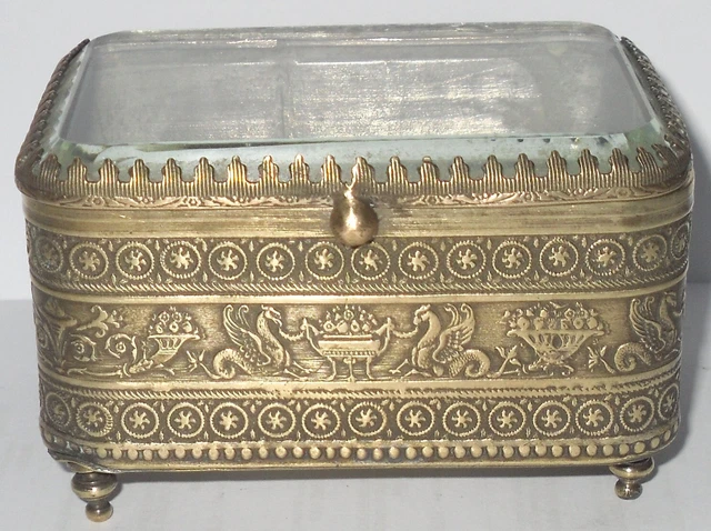 ancienne boite à bijoux verre et laiton Paris exposition