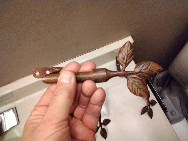 VINTAGE Drapery Holders Holdback Leaves Tie Back Curtain Hooks Set Of 4 3