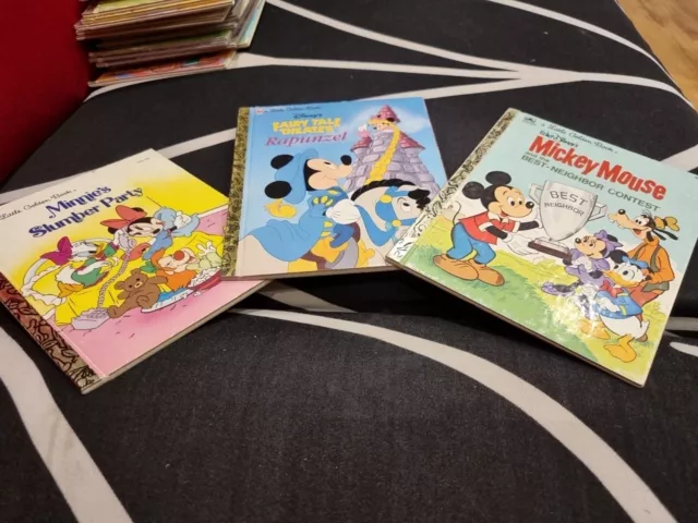 3 Pk Little Golden Disney Mickey Mouse & Minnie Rapunzel Book Set Bundle Lot