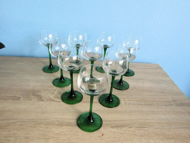 10 Glasses Wine D'Alsace Luminarc Foot Green