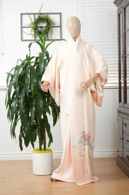 Dear Vanilla Japanese Silk Kimono Women's Robe Gown Authentic Japan Vintage Mint