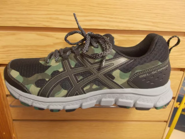 ASICS MEN S Size 9.5 Gel Scram 4 Black Green Camo Trail Running