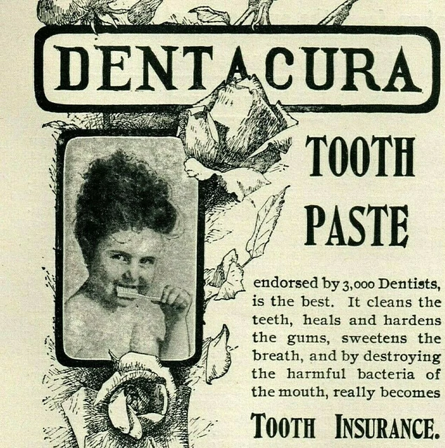 1903 QUACK DENTAL Medicine Druggist Tooth INSURANCE Paste Original Print Ad 4816