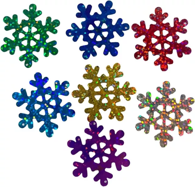 50 Stck. Verschiedene Farbige Holographische Folie Schneeflocke Verzierungen zum Basteln