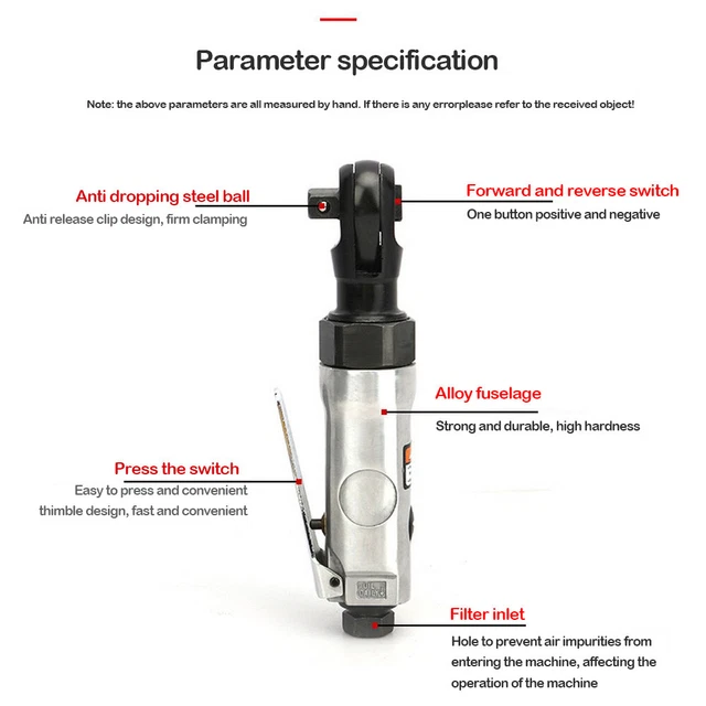 New Right Angle Mini Air Pneumatic Ratchet Wrench Torque Reversible Impact Tool. 9