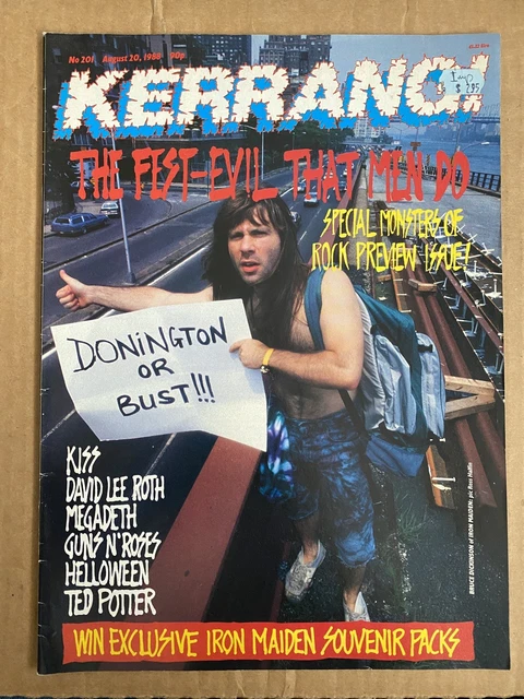 KERRANG! NO.201 MAGAZINE August 20 1988 - Iron Maiden Cover