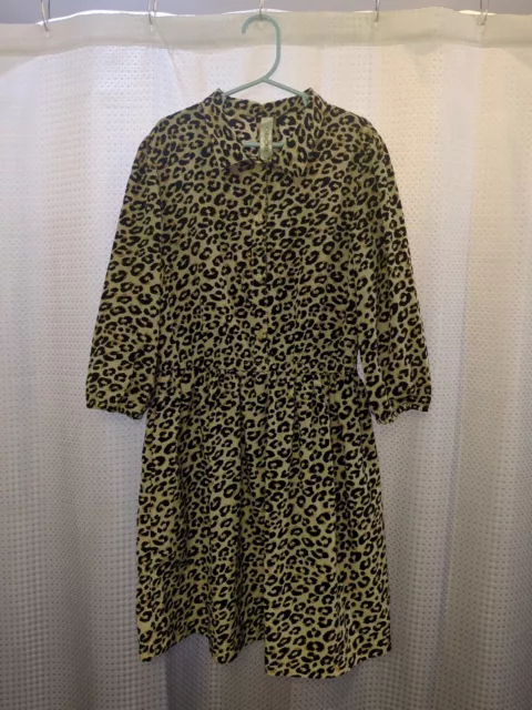 Cherokee Long Sleeve Girls Dress -silky cheetah/leopard animal print- L 10/12