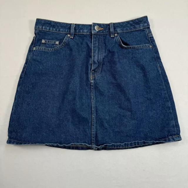 Divided H&M Denim Jean Mini Skirt Womens Size 6 Dark Wash A-Line Preppy Classic