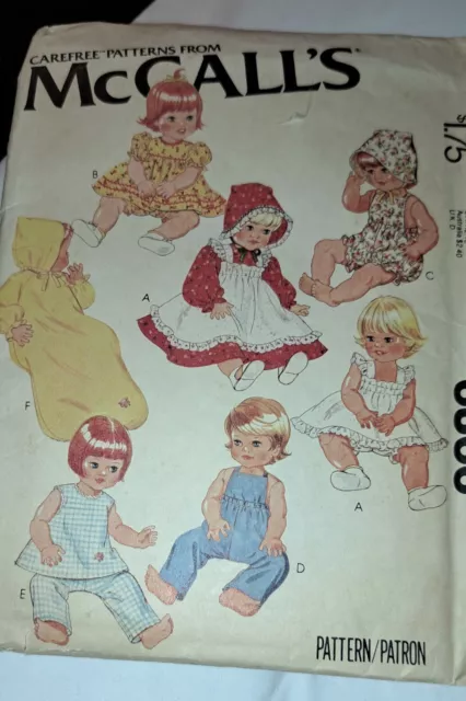 1978 McCalls Baby Doll Wardrobe Pattern 6366 Cut-all Together