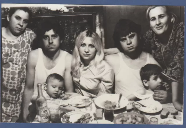 Beautiful Girls and Guys with Kids Eating at the Table Soviet Vintage Photo USSR