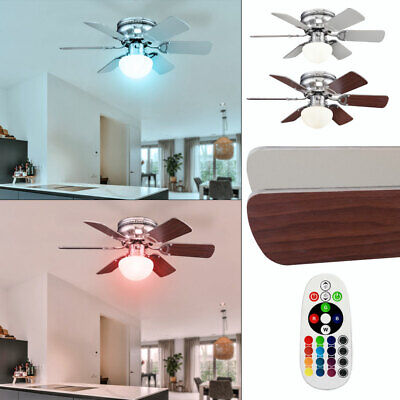 RGB LED Ventilateur de Plafond Aile Réversible Dimmer Télécommande Lampe Wenge