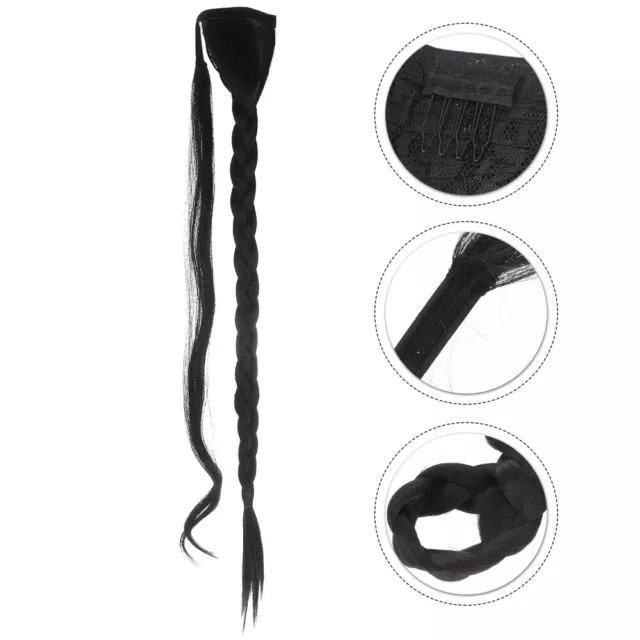 Extensión de cola de caballo con cordón rizado OSALADI para mujer - peluca trenza negra