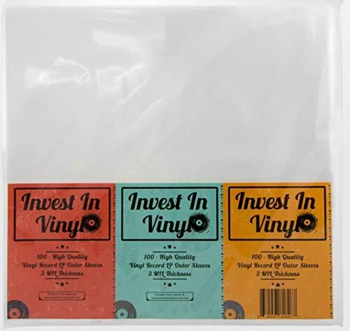 100 Clear Plastic Protective LP Outer Sleeves 3 Mil. Vinyl Record Sleeves
