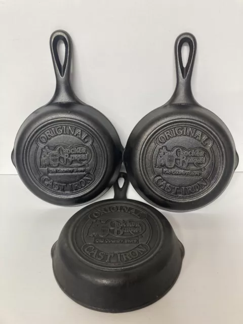 Lot of 3 Cracker Barrel Original Cast Iron Skillets 6”