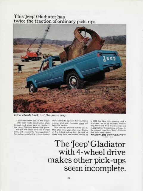 1965 Jeep Gladiator 4-wheel Drive Pick-up Twice the Traction Vintage Print Ad