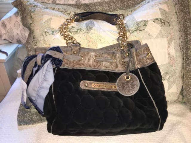 JUICY COUTURE Velour Brown Handbag Purse Bag-VERY NICE